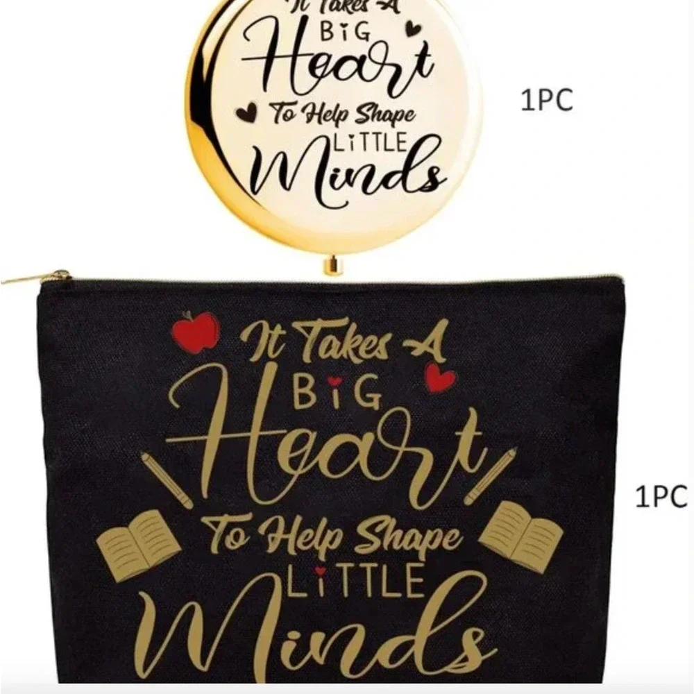 Teacher Gifts It Takes a Big Heart to Shape Little Minds Bag Pencil Makeup Carry